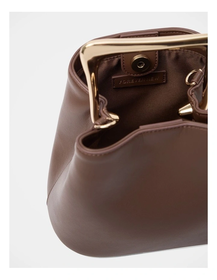 Martha Metal Handle Bag in Brown image 3
