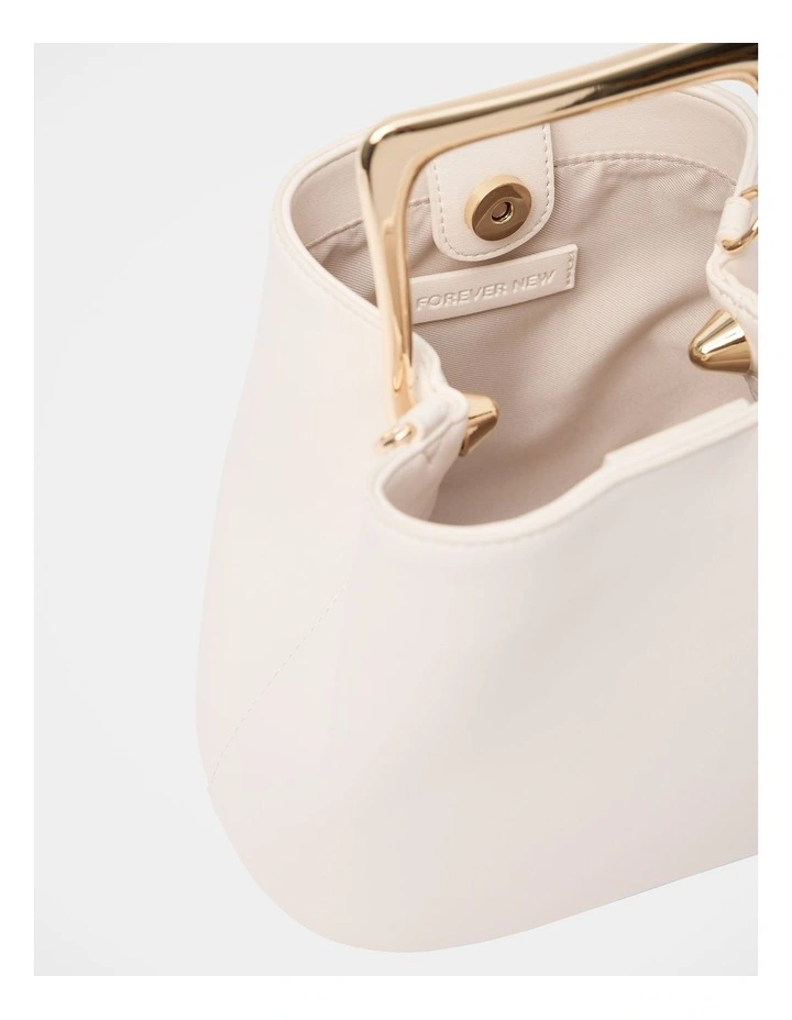 Martha Metal Handle Bag in White image 3