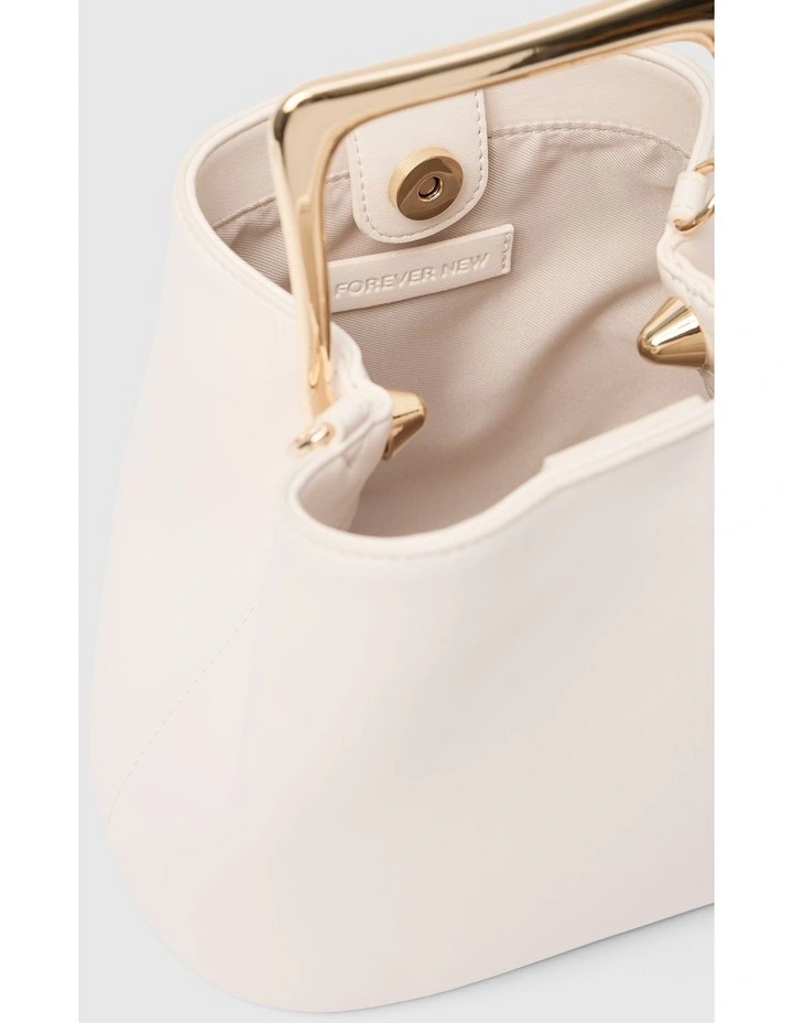 Martha Metal Handle Bag in White image 3