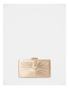 Tate Twist Satin Hardcase Clutch in Gold