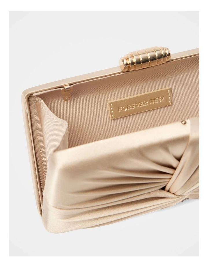 Tate Twist Satin Hardcase Clutch in Gold image 3