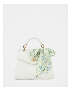 Tabitha Lock Top Handle Bag in White
