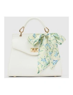 Tabitha Lock Top Handle Bag in White
