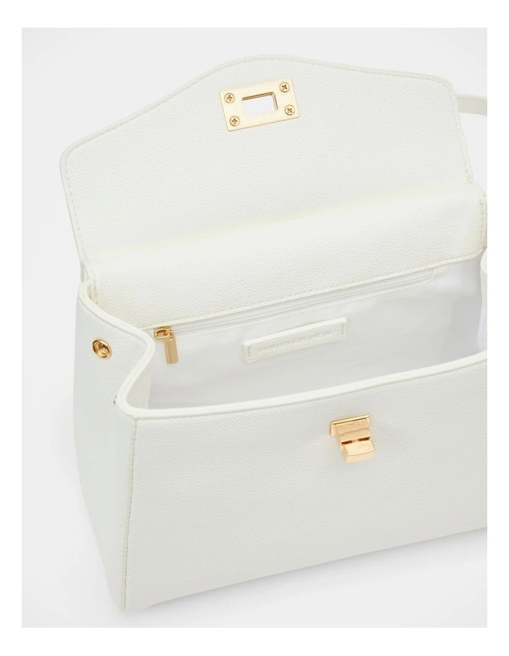 Tabitha Lock Top Handle Bag in White image 2