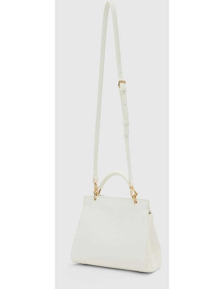 Tabitha Lock Top Handle Bag in White image 2