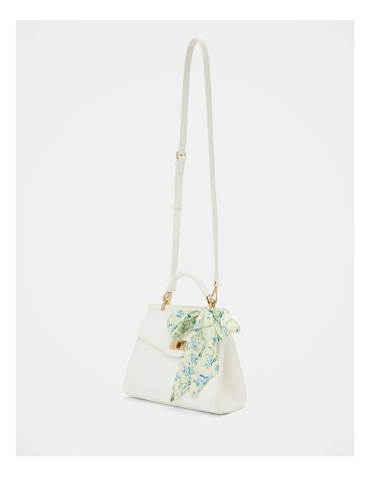 Tabitha Lock Top Handle Bag in White image 3