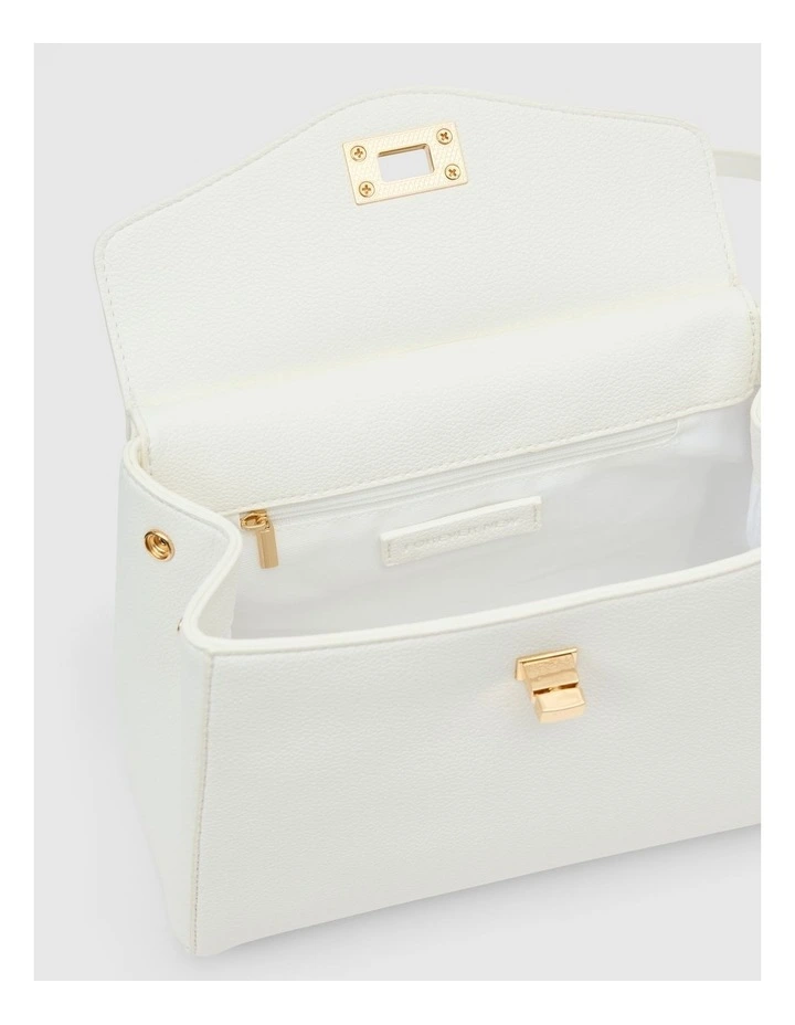 Tabitha Lock Top Handle Bag in White image 3