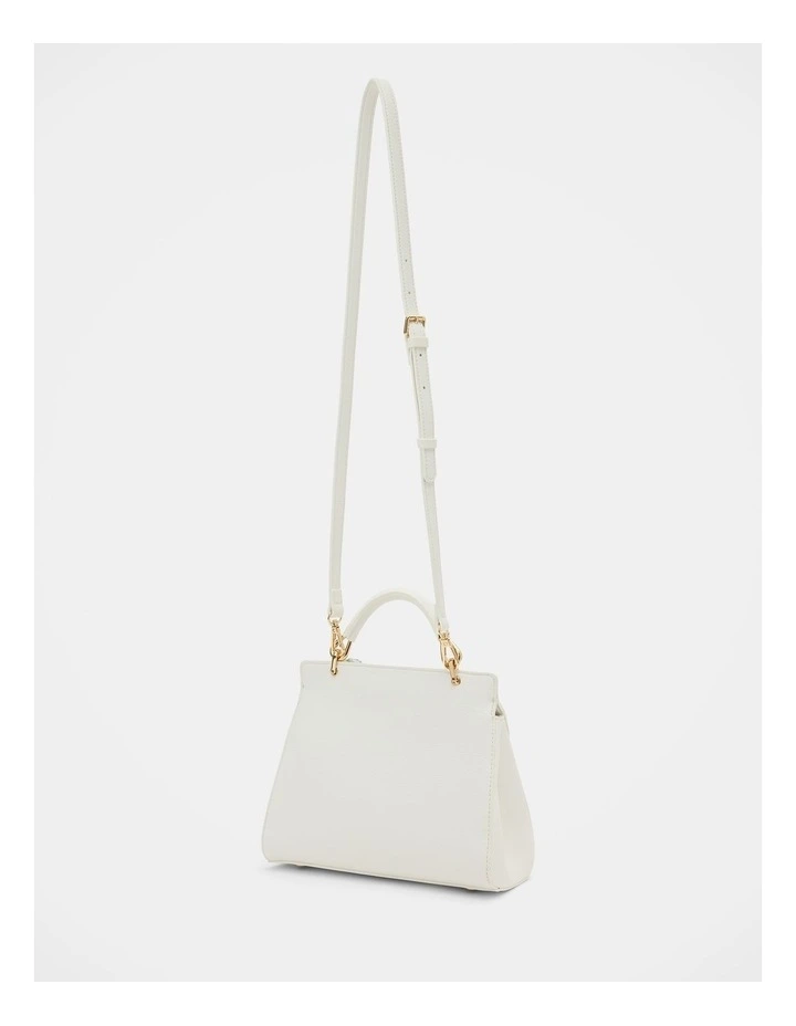 Tabitha Lock Top Handle Bag in White image 4