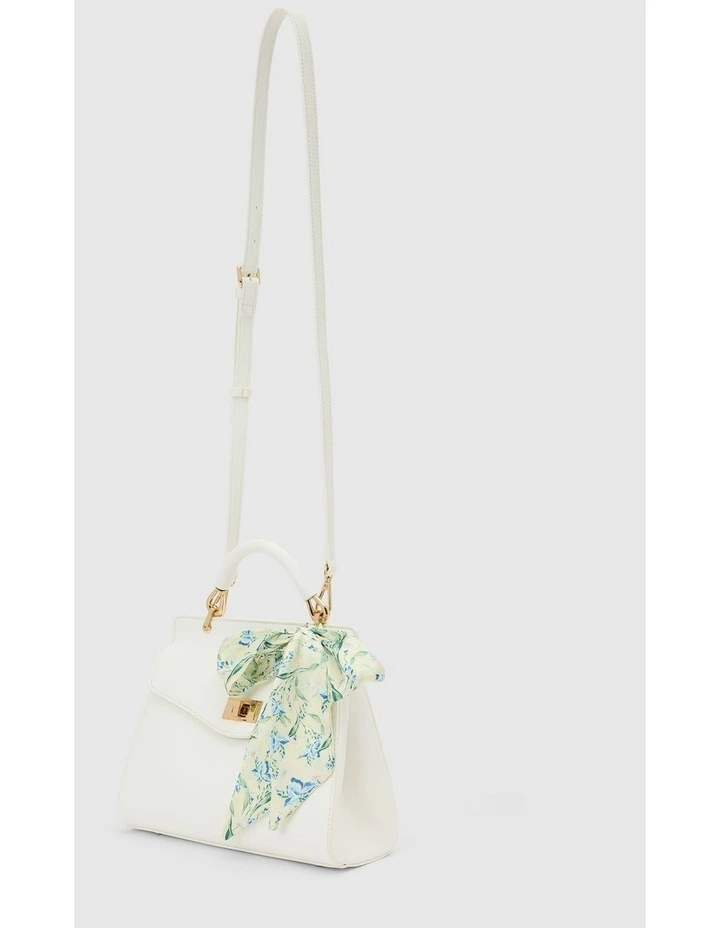 Tabitha Lock Top Handle Bag in White image 4
