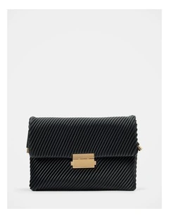 Philippa Pleat Shoulder Bag in Black