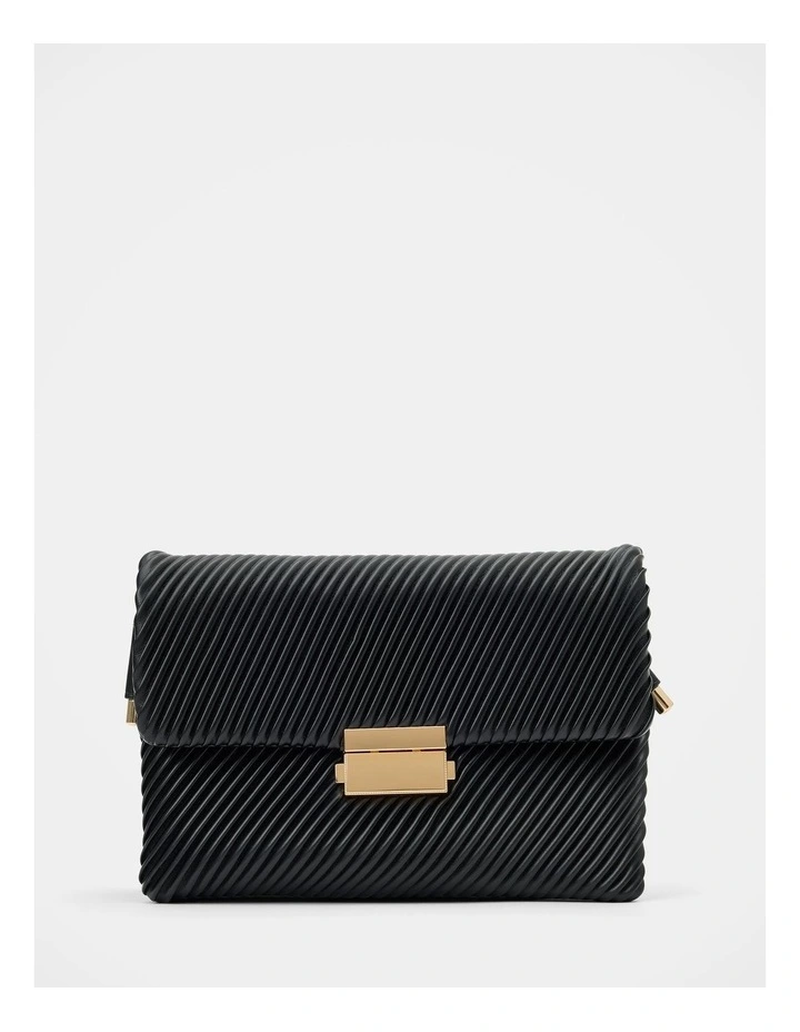 Philippa Pleat Shoulder Bag in Black image 1