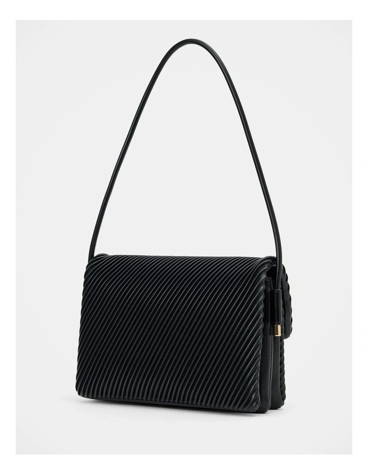 Philippa Pleat Shoulder Bag in Black image 2