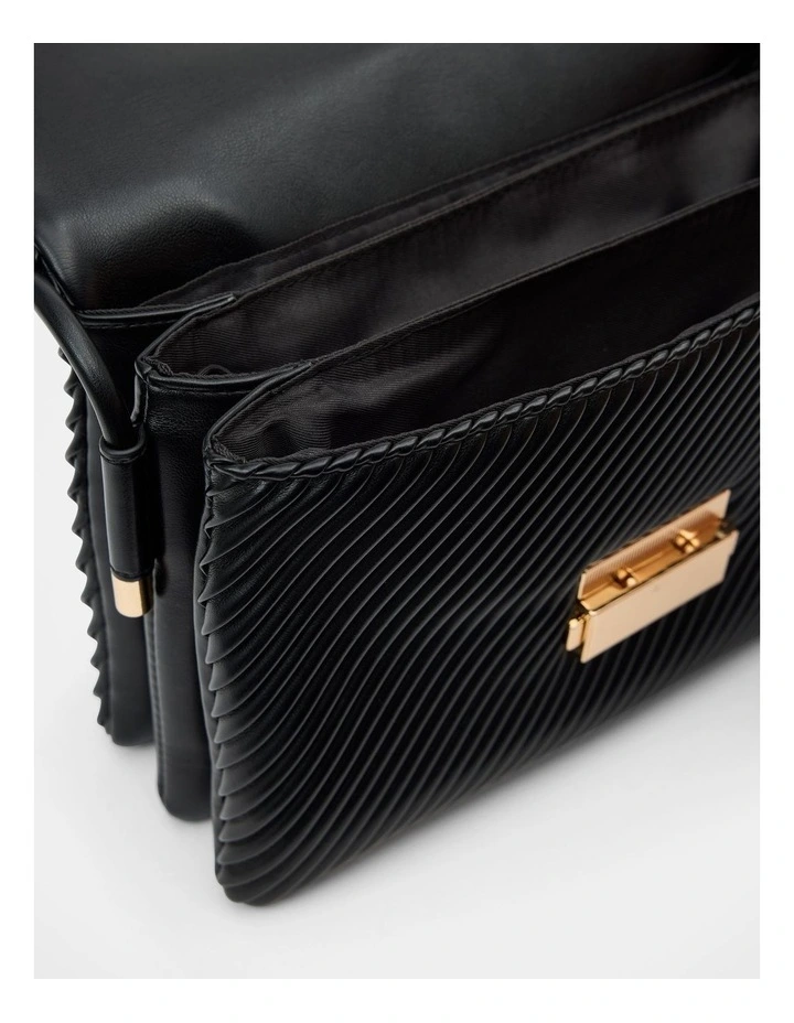 Philippa Pleat Shoulder Bag in Black image 3
