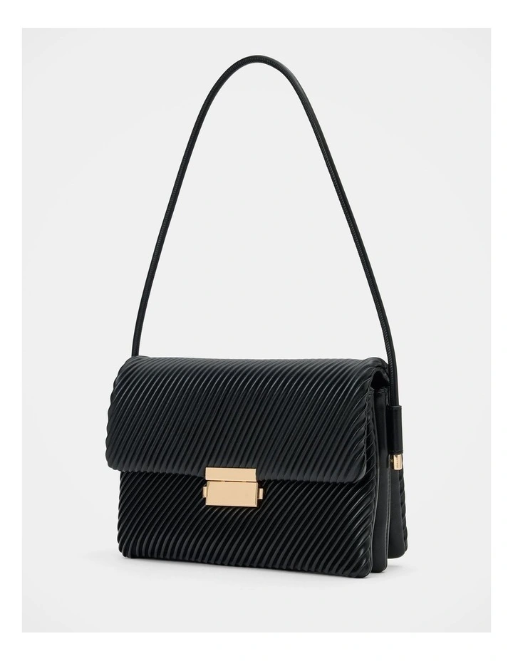 Philippa Pleat Shoulder Bag in Black image 4