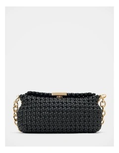 Teagan Weave Chain Bag in Black
