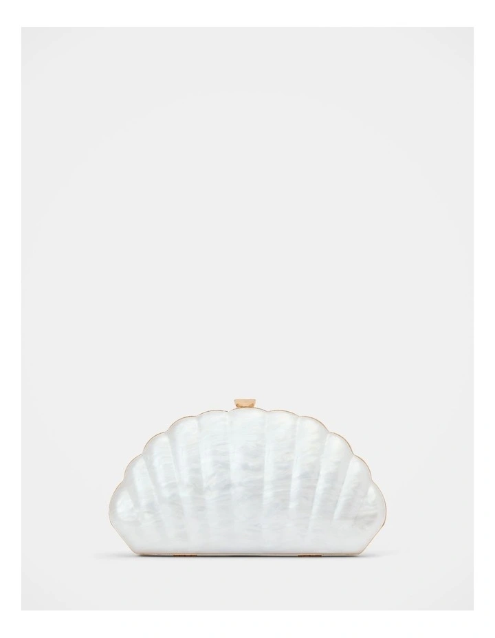 Ingrid Pearl Shell Hardcase Clutch Bag in Cream image 1