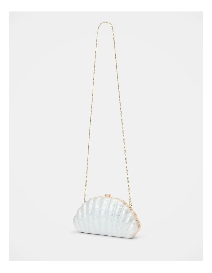 Ingrid Pearl Shell Hardcase Clutch Bag in Cream image 2