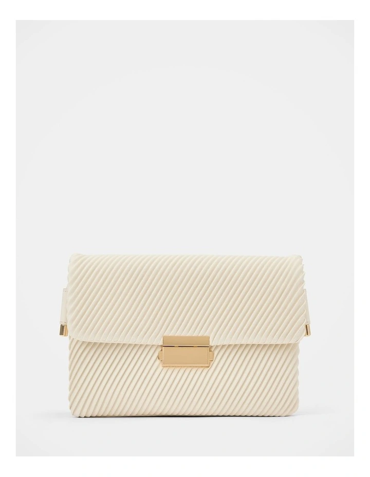 Philippa Pleat Shoulder Bag in Cream image 1
