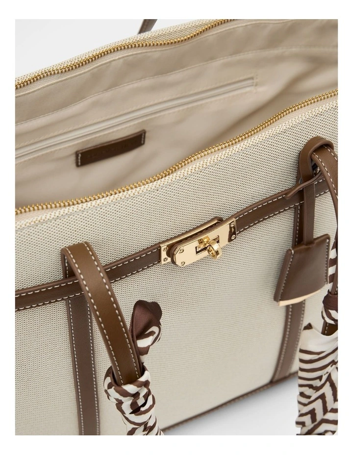 Celina Canvas Tote Bag in Chocolate image 3