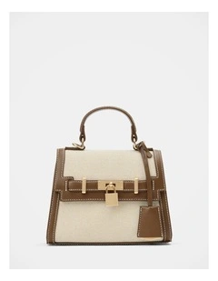 Laurel Lock Top Handle Bag in Brown