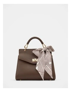 Tabitha Lock Top Handle Bag in Chocolate