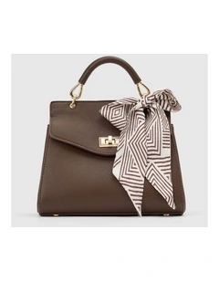 Tabitha Lock Top Handle Bag in Chocolate