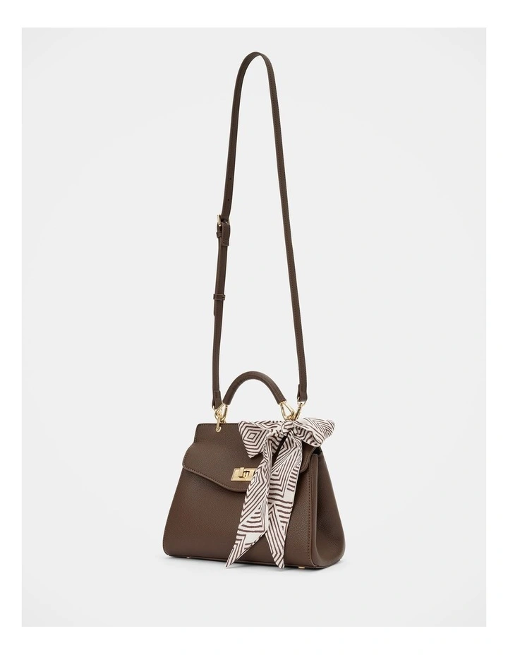 Tabitha Lock Top Handle Bag in Chocolate image 4