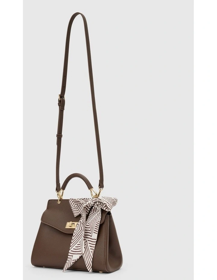 Tabitha Lock Top Handle Bag in Chocolate image 4