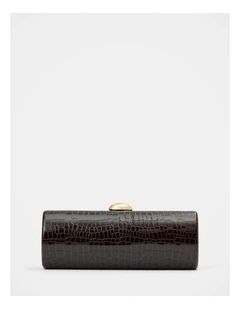 Adeline East West Hardcase Clutch in Chocolate