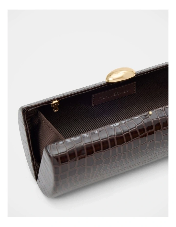 Adeline East West Hardcase Clutch in Chocolate image 3