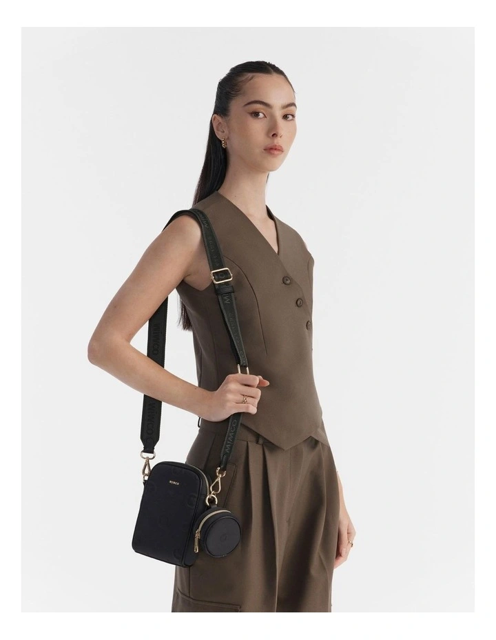 Flashback Neoprene Phone Crossbody Bag in Black Light Gold image 4