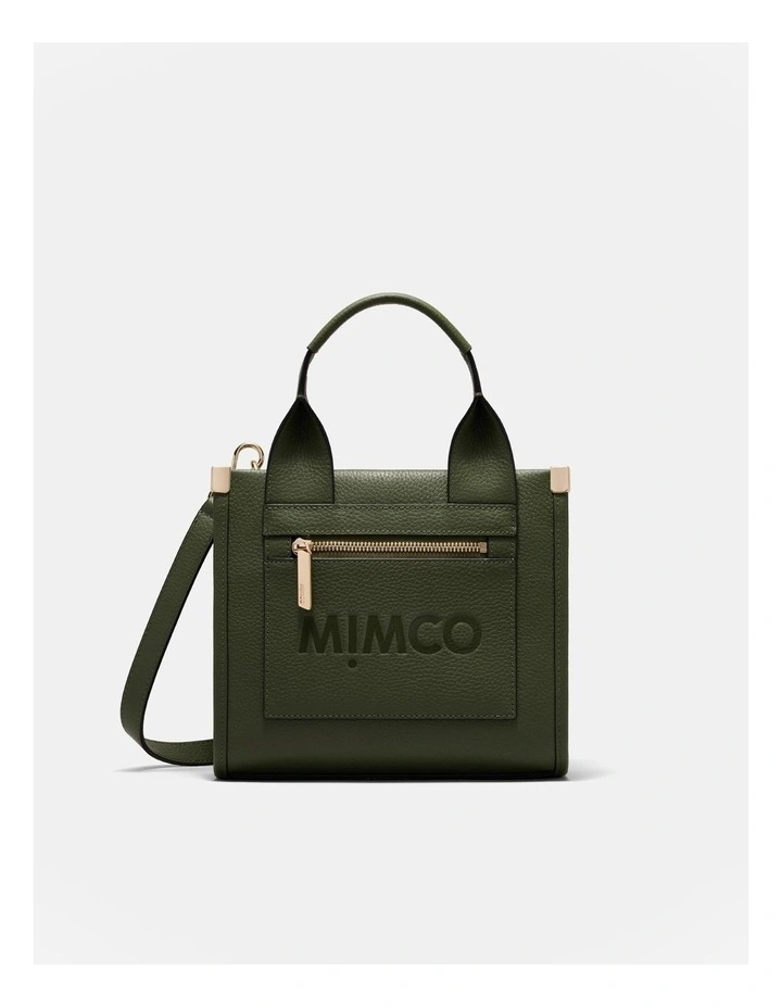 Patch Leather Mini Tote Bag in Winter Moss image 1