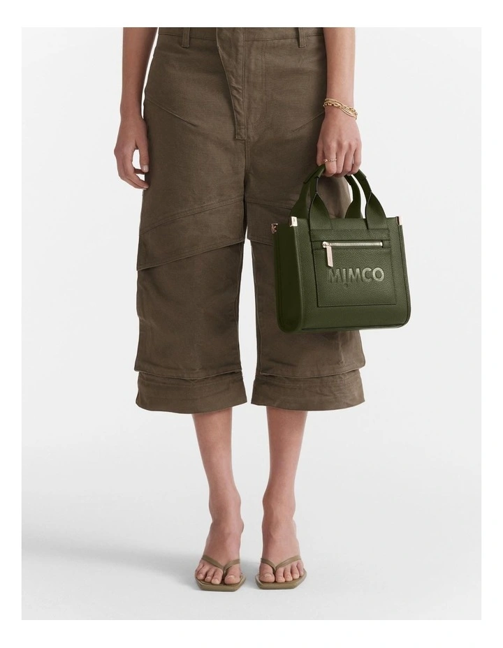 Patch Leather Mini Tote Bag in Winter Moss image 4