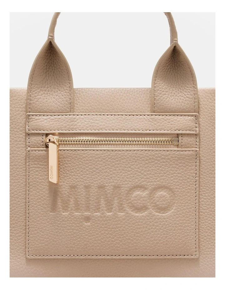 Patch Leather Mini Tote Bag in Waffle image 6