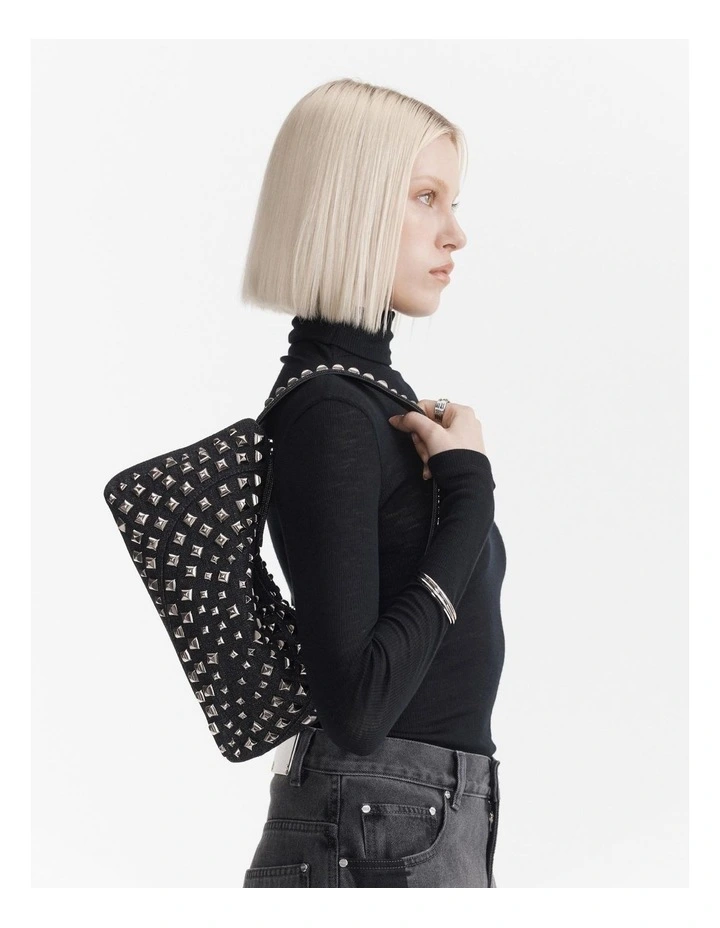 Solar Shoulder Bag in Black Denim image 2