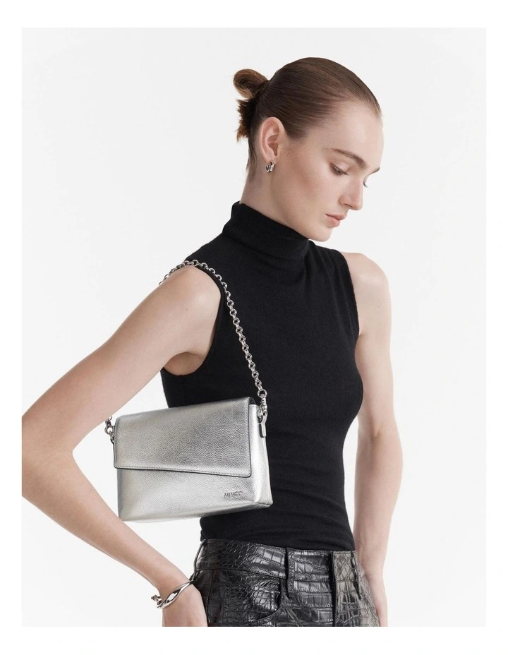 Drift Flapover Shoulder Bag in Silver image 2