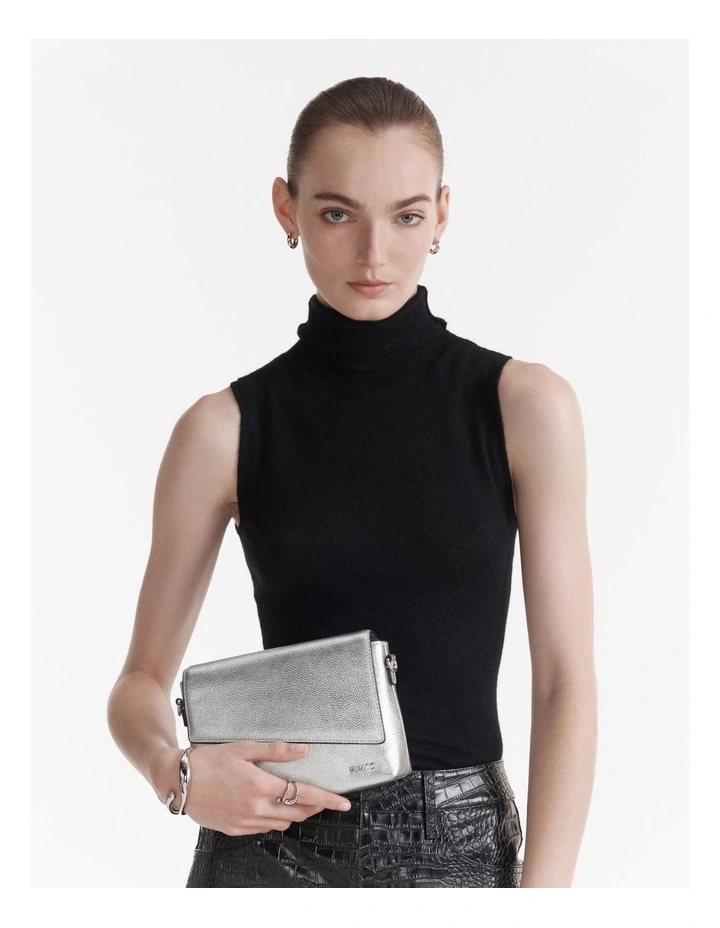 Drift Flapover Shoulder Bag in Silver image 4