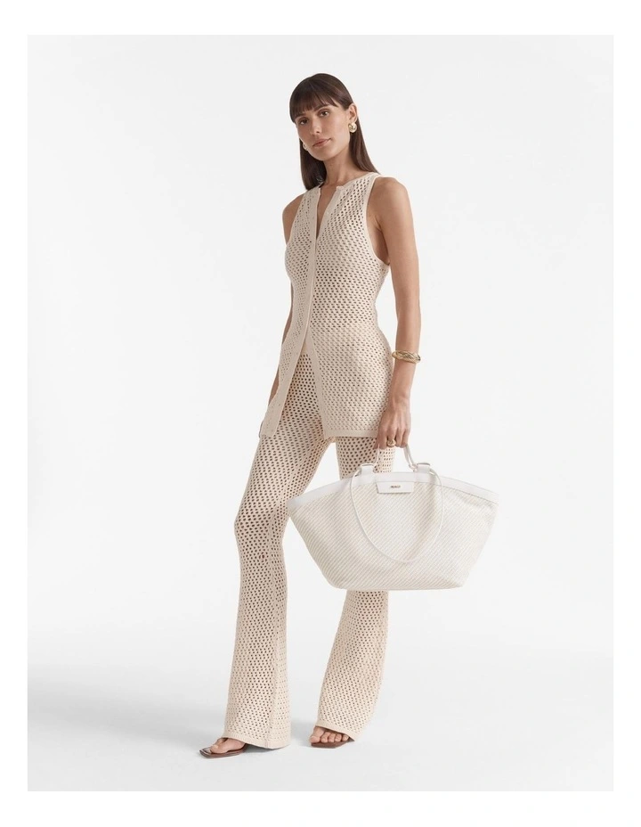 Sundowner Large Zip Tote Bag in White image 4