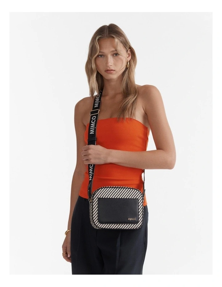 Mimco Northcote Camera Crossbody Bag in Black/White | MYER