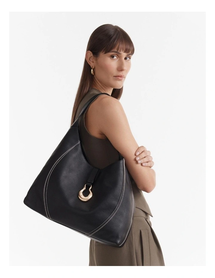 Shield Hobo Bag in Black image 2
