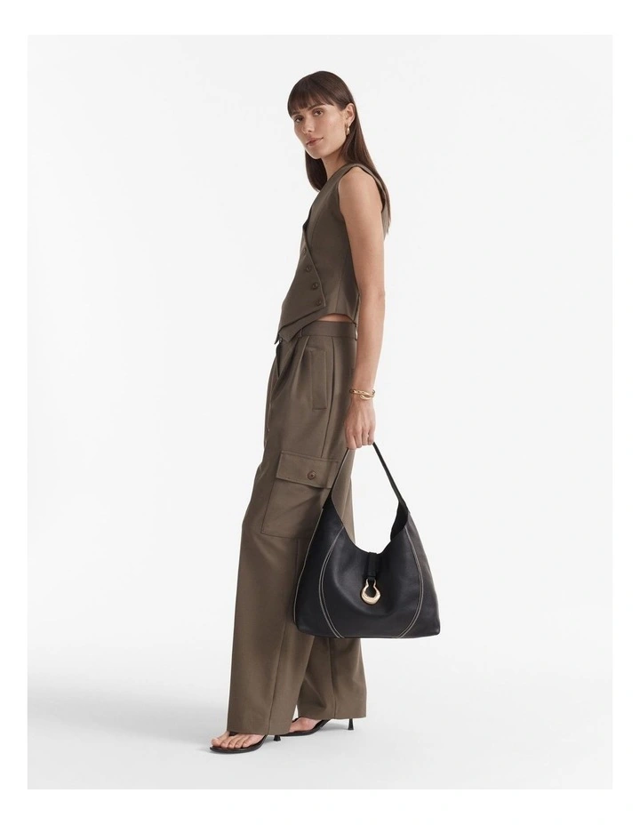 Shield Hobo Bag in Black image 4