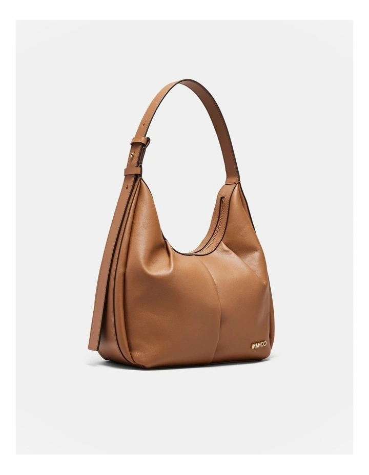 Donna Small Zip Hobo Bag in Tobacco image 3