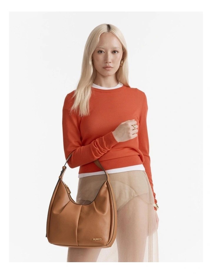Donna Small Zip Hobo Bag in Tobacco image 4