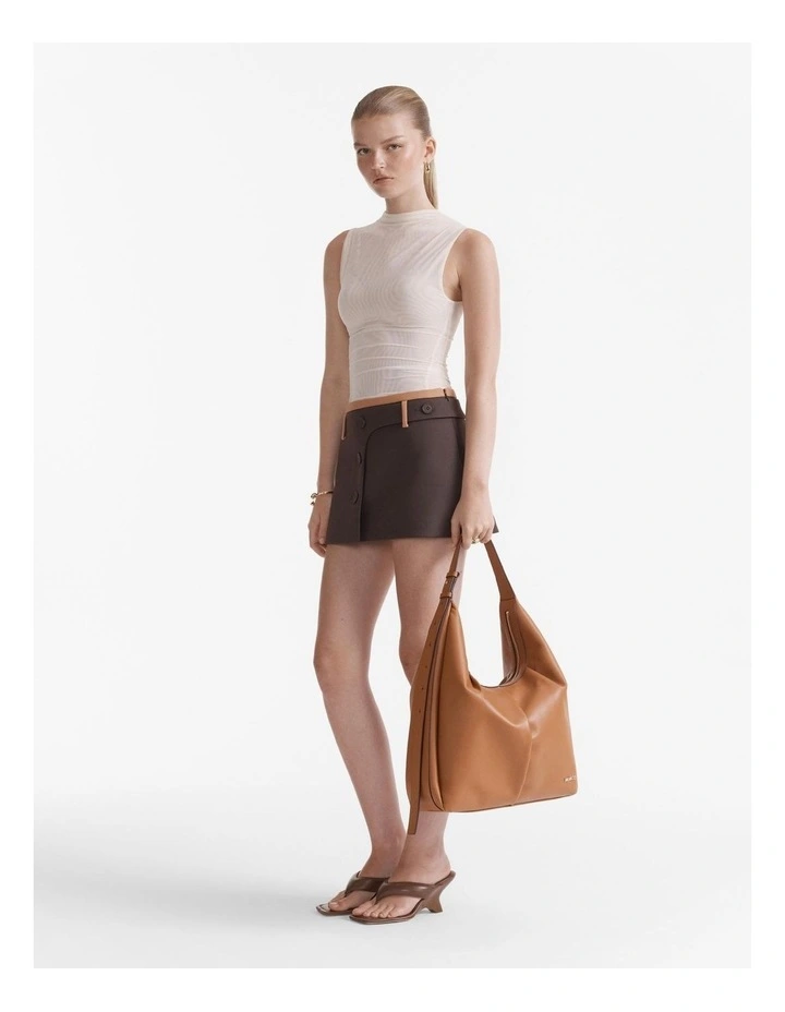 Donna Large Zip Hobo Bag in Tobacco image 4