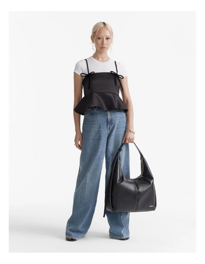 Donna Large Zip Hobo Bag in Black Light Gold image 4