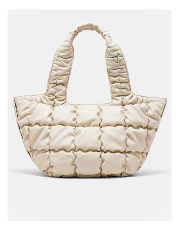 Isadora Quilted Tote Bag in Pearl