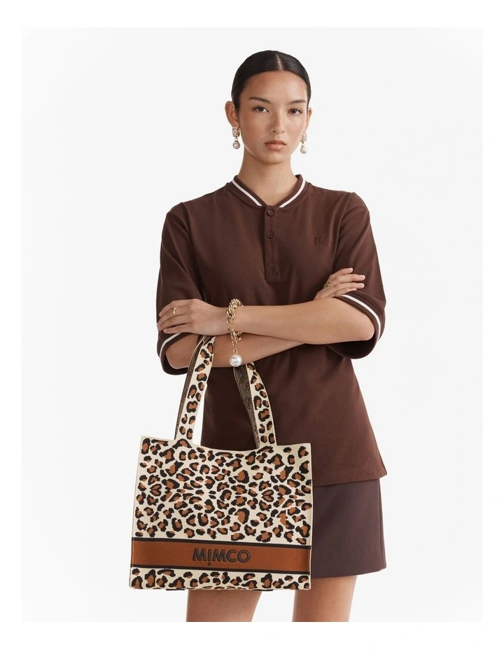 Blondie Boxy Tote Bag in Leopard image 2