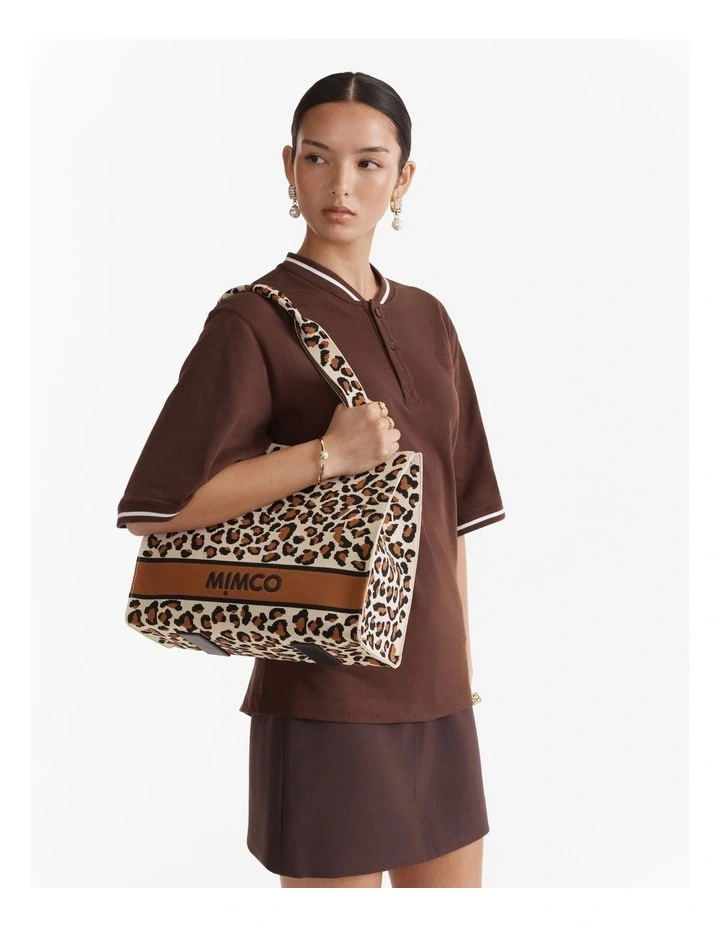 Blondie Boxy Tote Bag in Leopard image 4