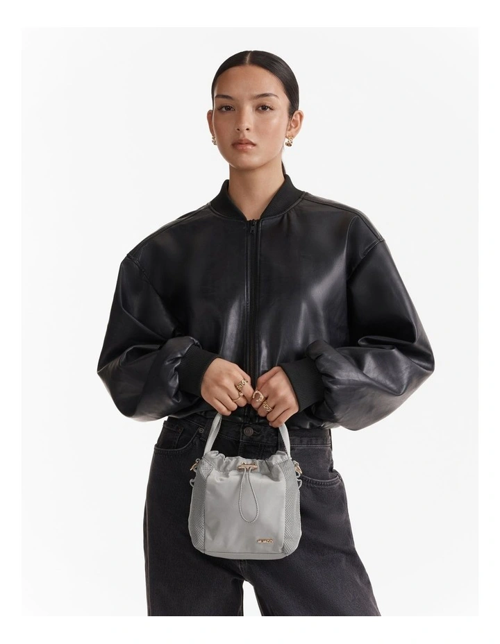 Cady Mini Bucket Crossbody Bag in Grey Sky image 2