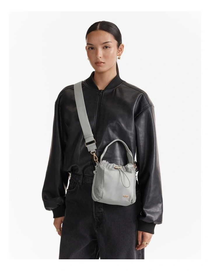 Cady Mini Bucket Crossbody Bag in Grey Sky image 4